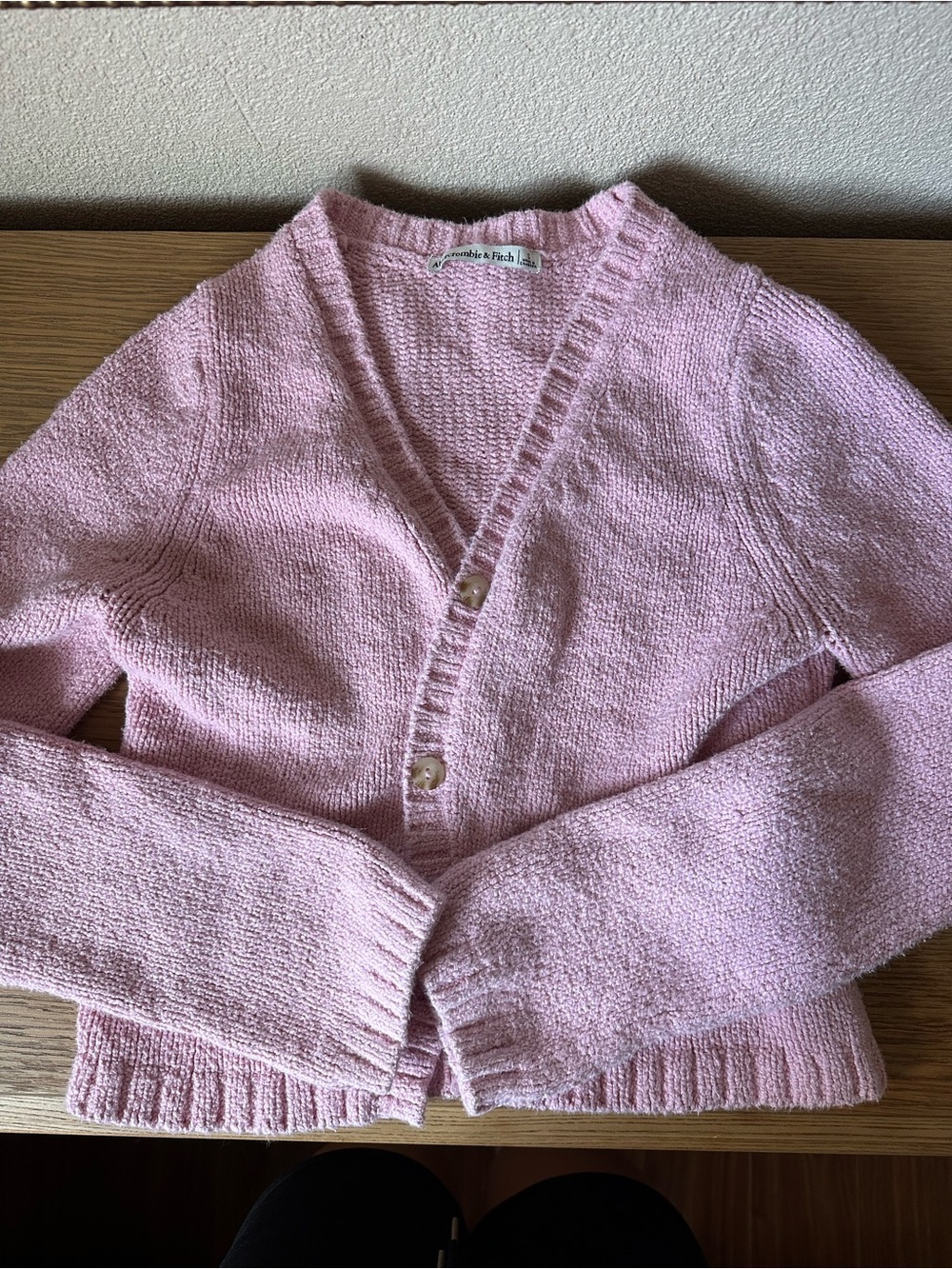 Abercrombie & Fitch Light Pink V-Neck Button Cardigan